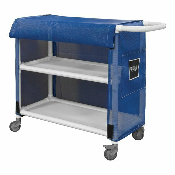 Royal Basket Trucks 32'' Blue PVC Linen Cart with 2 Shelves R32-BBX-L2A-3ULN 50AR32BBXL2A3ULN